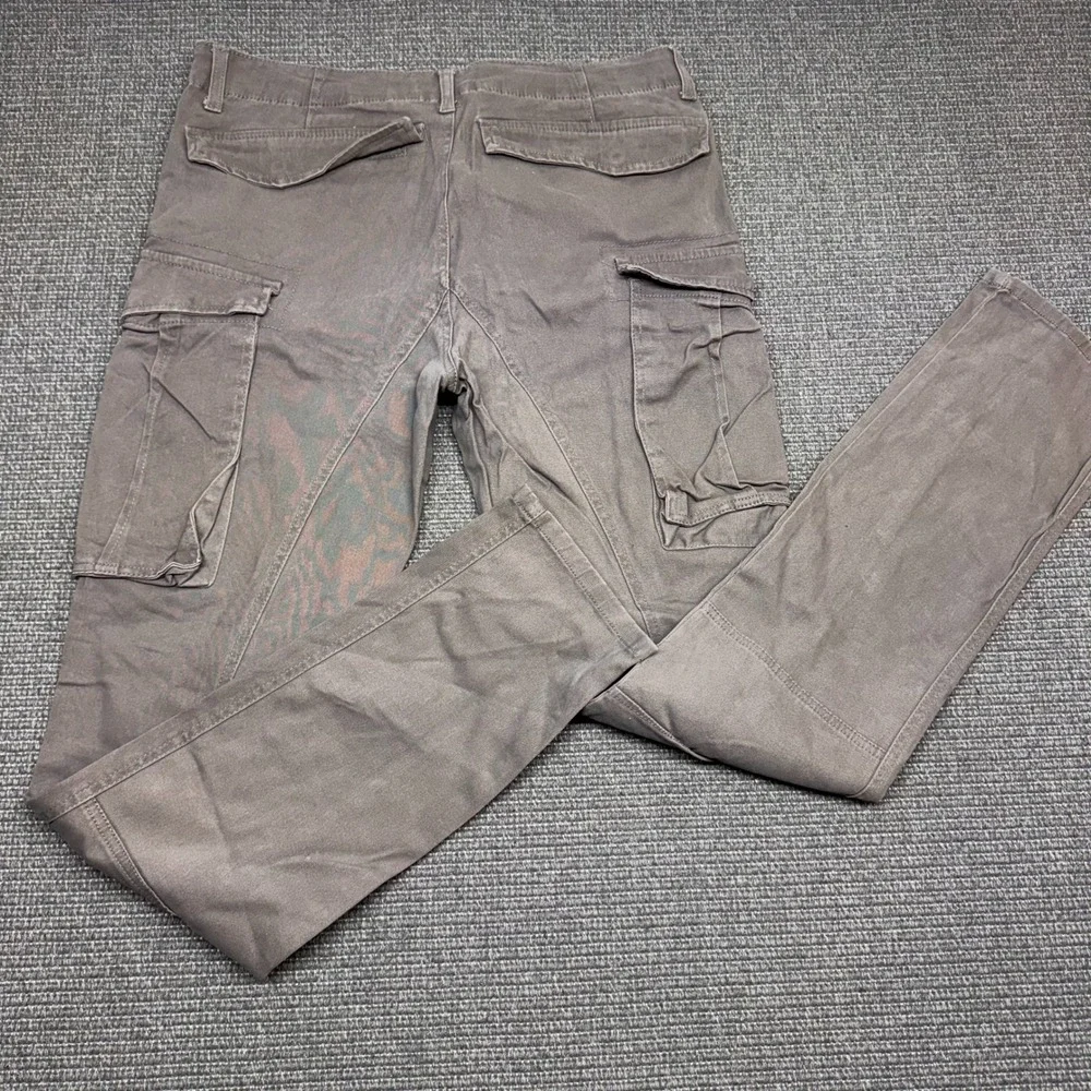 Fashion Nova Men Grey Cargo Pants Slim Tapered Multi Pocket Utility 34 Cotton